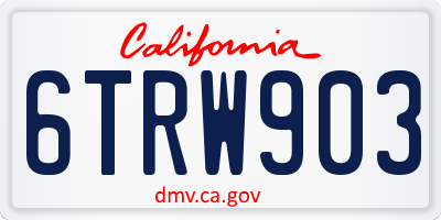 CA license plate 6TRW903