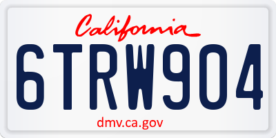 CA license plate 6TRW904