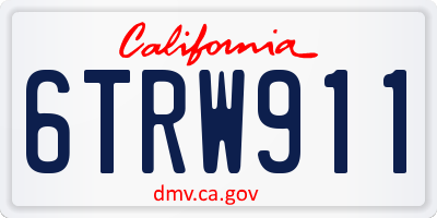 CA license plate 6TRW911