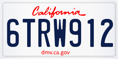 CA license plate 6TRW912