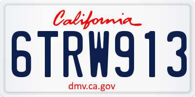 CA license plate 6TRW913