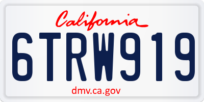 CA license plate 6TRW919