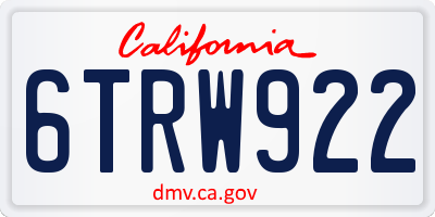 CA license plate 6TRW922