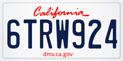 CA license plate 6TRW924