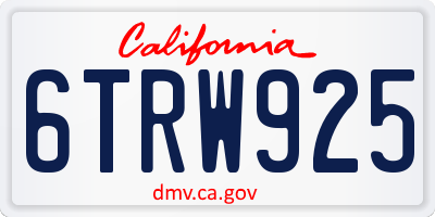 CA license plate 6TRW925