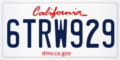 CA license plate 6TRW929