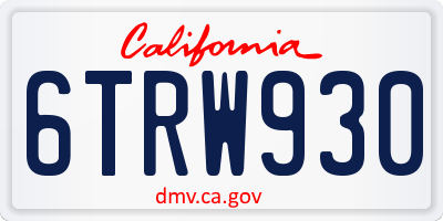 CA license plate 6TRW930