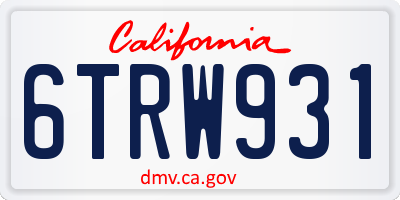 CA license plate 6TRW931