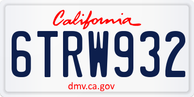 CA license plate 6TRW932