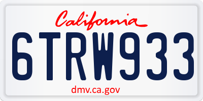 CA license plate 6TRW933