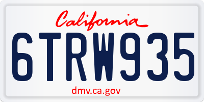 CA license plate 6TRW935