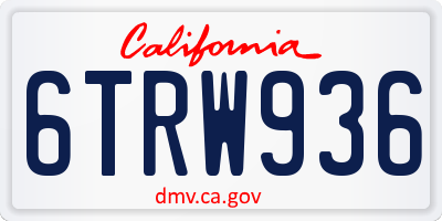 CA license plate 6TRW936