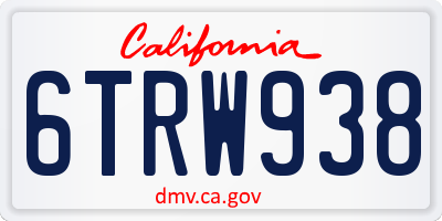 CA license plate 6TRW938