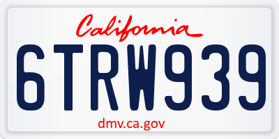 CA license plate 6TRW939