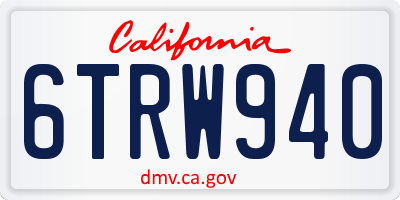 CA license plate 6TRW940