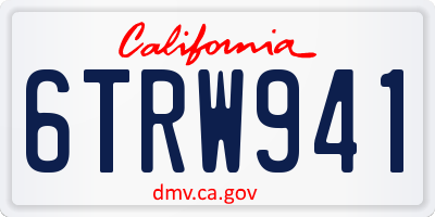 CA license plate 6TRW941