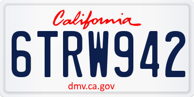 CA license plate 6TRW942