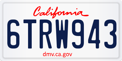 CA license plate 6TRW943