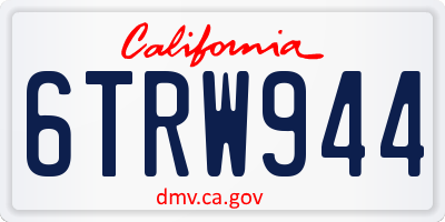 CA license plate 6TRW944