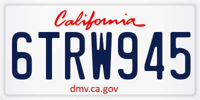 CA license plate 6TRW945
