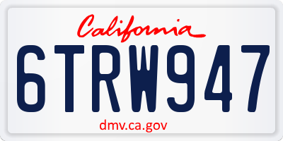 CA license plate 6TRW947