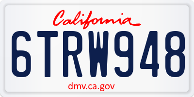 CA license plate 6TRW948