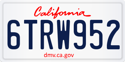 CA license plate 6TRW952