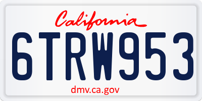 CA license plate 6TRW953