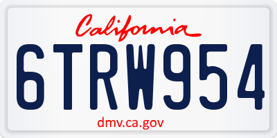 CA license plate 6TRW954