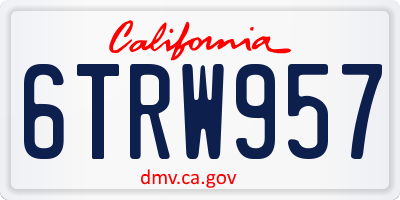 CA license plate 6TRW957