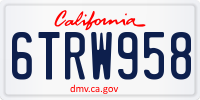CA license plate 6TRW958