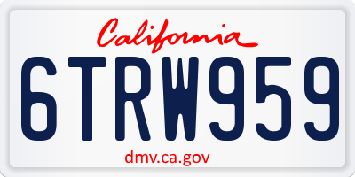 CA license plate 6TRW959