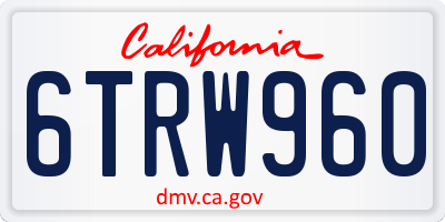 CA license plate 6TRW960