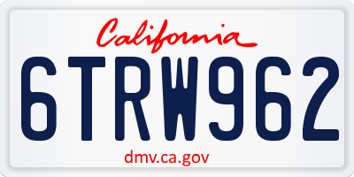 CA license plate 6TRW962