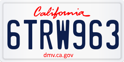 CA license plate 6TRW963