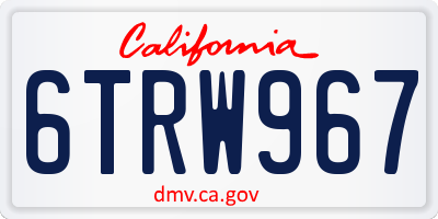 CA license plate 6TRW967