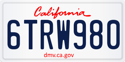 CA license plate 6TRW980