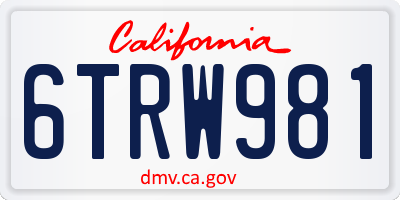 CA license plate 6TRW981