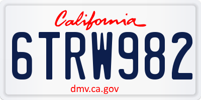 CA license plate 6TRW982