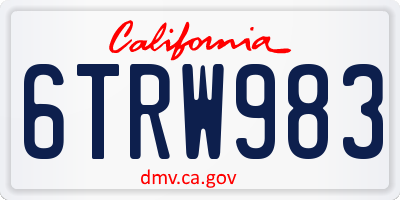 CA license plate 6TRW983