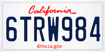 CA license plate 6TRW984