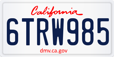 CA license plate 6TRW985