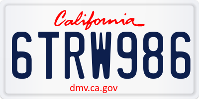 CA license plate 6TRW986