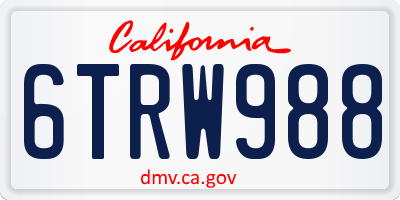 CA license plate 6TRW988