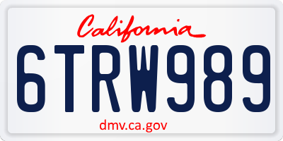 CA license plate 6TRW989