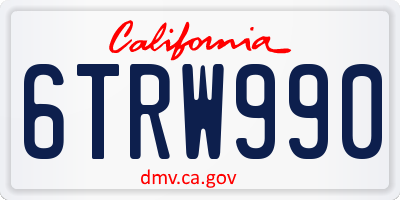 CA license plate 6TRW990