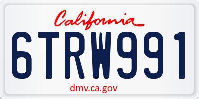 CA license plate 6TRW991