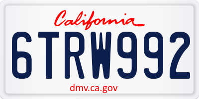 CA license plate 6TRW992