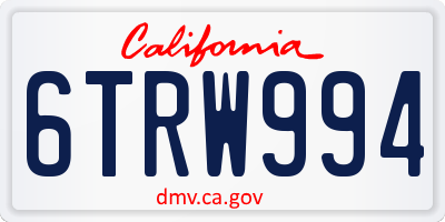 CA license plate 6TRW994