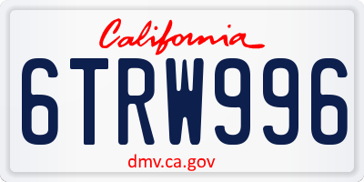 CA license plate 6TRW996